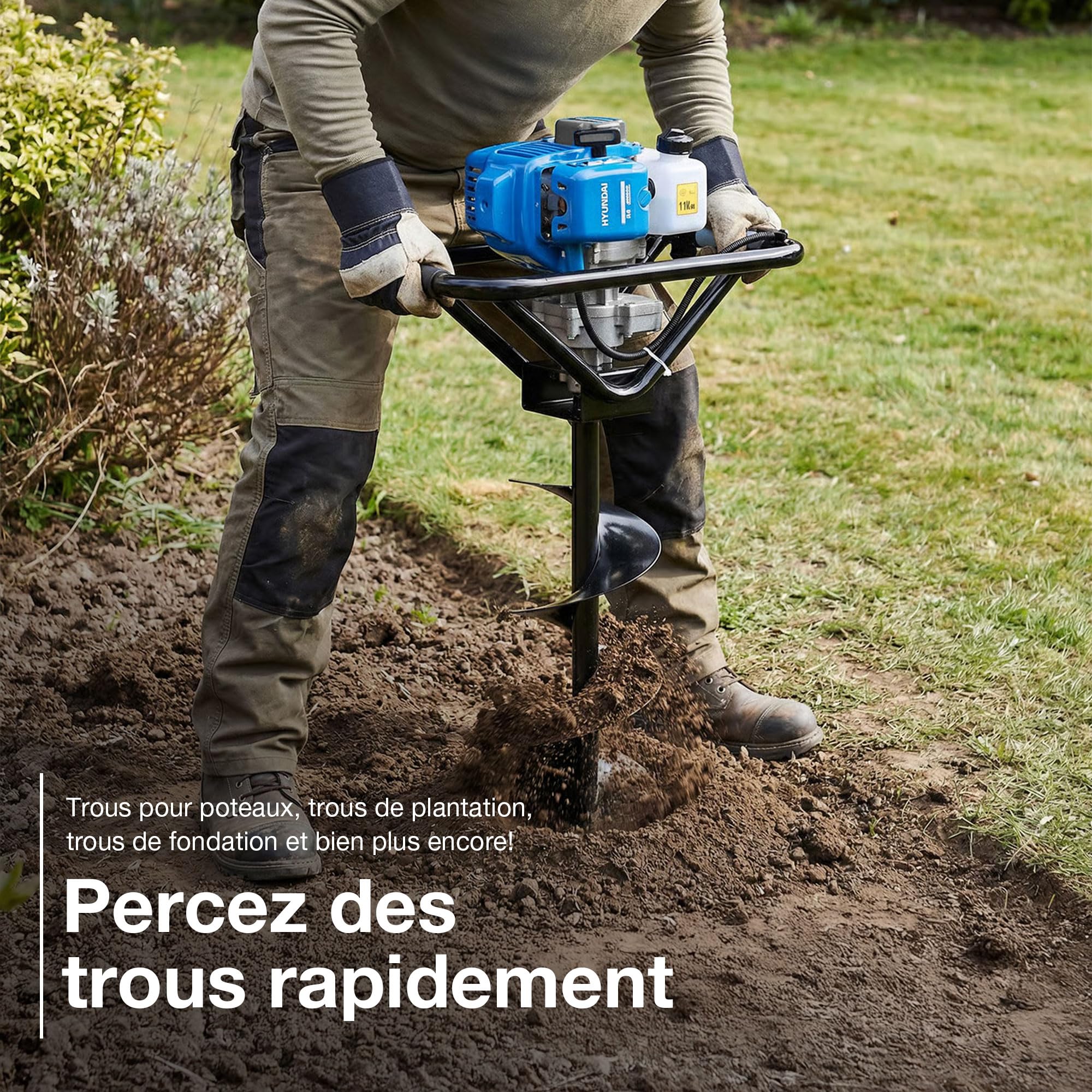 Hyundai HYEAB5600X tarière thermique 56 cm3 + 3 forets