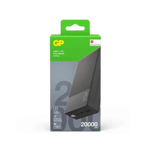 POWERTEC Batterie externe 20000mAh USB-C PD 22,5W