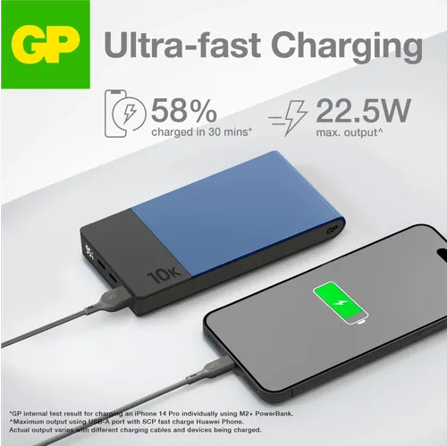 POWERTEC Batterie externe USB-C 10000 mAh PD 22,5W